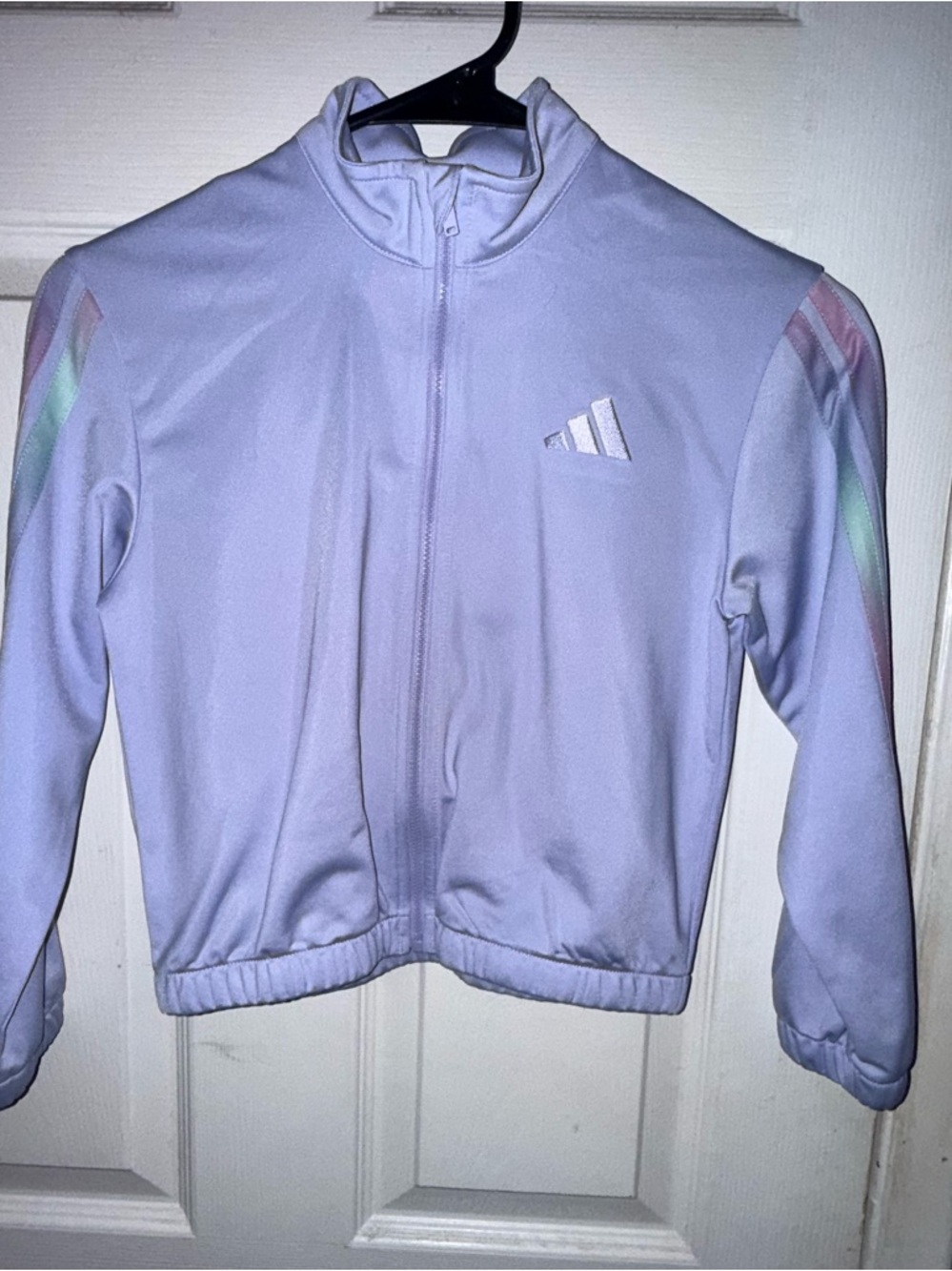adidas Kids Lavender Full-Zip Track Jacket with Pastel Stripes